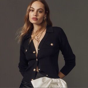 Anthropologie collared cardigan top size M